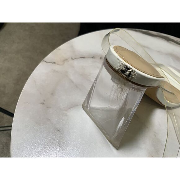 Wild Diva White Clear Strap Square Toe Block Heel Mule Shoes Size 7 4 Inch Heel - Picture 5 of 9